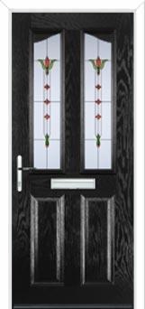 2 Panel 2 Angle Fleur Composite Front Door in Black