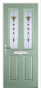 2 Panel 2 Angle Fleur Composite Front Door in Chartwell Green