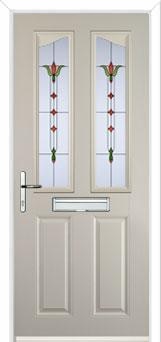 2 Panel 2 Angle Fleur Composite Front Door in Cream