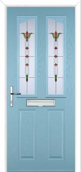 2 Panel 2 Angle Fleur Composite Front Door in Duck Egg Blue