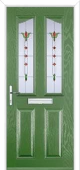 2 Panel 2 Angle Fleur Composite Front Door in Fern Green
