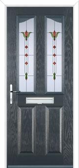 2 Panel 2 Angle Fleur Composite Front Door in Anthracite Grey
