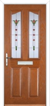 2 Panel 2 Angle Fleur Composite Front Door in Oak