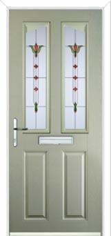 2 Panel 2 Angle Fleur Composite Front Door in Pebble Grey