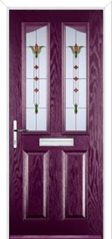 2 Panel 2 Angle Fleur Composite Front Door in Purple Violet