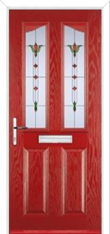 2 Panel 2 Angle Fleur Composite Front Door in Red