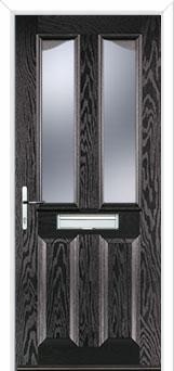 2 Panel 2 Angle Glazed Composite Front Door in Black Brown