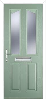 2 Panel 2 Angle Glazed Composite Front Door in Chartwell Green