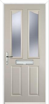 2 Panel 2 Angle Glazed Composite Front Door in Cream