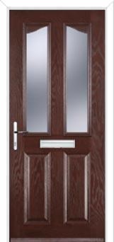 2 Panel 2 Angle Glazed Composite Front Door in Darkwood