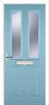 2 Panel 2 Angle Glazed Composite Front Door in Duck Egg Blue