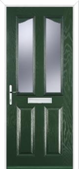 2 Panel 2 Angle Glazed Composite Front Door in Green