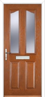 2 Panel 2 Angle Glazed Composite Front Door in Oak