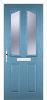 2 Panel 2 Angle Glazed Composite Front Door in Pastel Blue