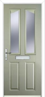 2 Panel 2 Angle Glazed Composite Front Door in Pebble Grey
