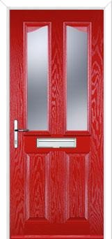 2 Panel 2 Angle Glazed Composite Front Door in Poppy Red
