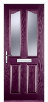 2 Panel 2 Angle Glazed Composite Front Door in Purple Violet