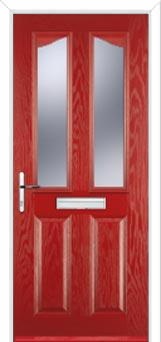 2 Panel 2 Angle Glazed Composite Front Door in Red