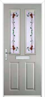 2 Panel 2 Angle Mackintosh Rose Composite Front Door in Agate Grey