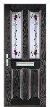 2 Panel 2 Angle Mackintosh Rose Composite Front Door in Black Brown