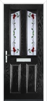 2 Panel 2 Angle Mackintosh Rose Composite Front Door in Black