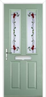 2 Panel 2 Angle Mackintosh Rose Composite Front Door in Chartwell Green