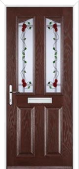 2 Panel 2 Angle Mackintosh Rose Composite Front Door in Darkwood