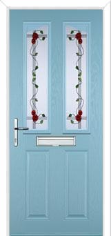 2 Panel 2 Angle Mackintosh Rose Composite Front Door in Duck Egg Blue