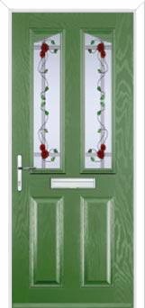 2 Panel 2 Angle Mackintosh Rose Composite Front Door in Fern Green