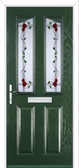 2 Panel 2 Angle Mackintosh Rose Composite Front Door in Green