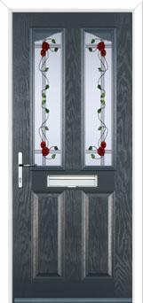 2 Panel 2 Angle Mackintosh Rose Composite Front Door in Anthracite Grey