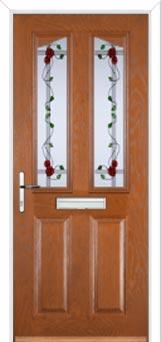 2 Panel 2 Angle Mackintosh Rose Composite Front Door in Oak