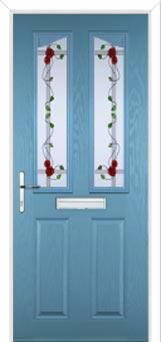 2 Panel 2 Angle Mackintosh Rose Composite Front Door in Pastel Blue