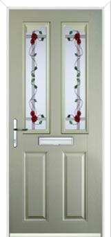 2 Panel 2 Angle Mackintosh Rose Composite Front Door in Pebble Grey
