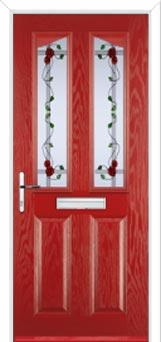 2 Panel 2 Angle Mackintosh Rose Composite Front Door in Red