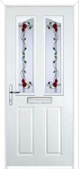 2 Panel 2 Angle Mackintosh Rose Composite Front Door in White