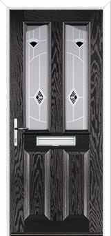 2 Panel 2 Angle Murano Composite Front Door in Black Brown