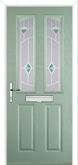 2 Panel 2 Angle Murano Composite Front Door in Chartwell Green