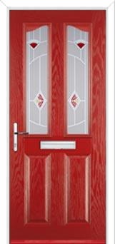 2 Panel 2 Angle Murano Composite Front Door in Red