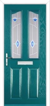 2 Panel 2 Angle Murano Composite Front Door in Turquoise Blue