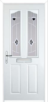 2 Panel 2 Angle Murano Composite Front Door in White