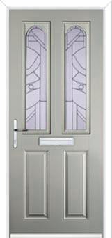 2 Panel 2 Arch Abstract Composite Front Door in Agate Grey
