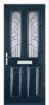 2 Panel 2 Arch Abstract Composite Front Door in Dark Blue