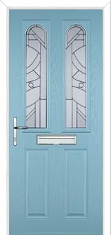 2 Panel 2 Arch Abstract Composite Front Door in Duck Egg Blue