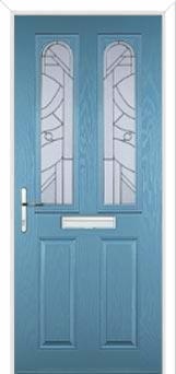 2 Panel 2 Arch Abstract Composite Front Door in Pastel Blue