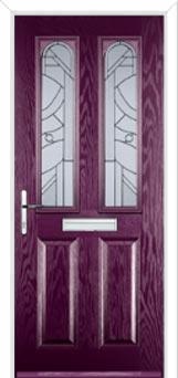 2 Panel 2 Arch Abstract Composite Front Door in Purple Violet