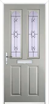 2 Panel 2 Arch Crystal Bohemia Composite Front Door in Agate Grey