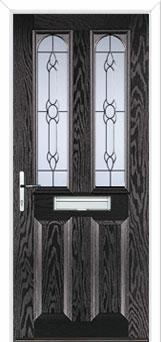 2 Panel 2 Arch Crystal Bohemia Composite Front Door in Black Brown