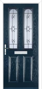 2 Panel 2 Arch Crystal Bohemia Composite Front Door in Dark Blue