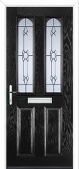 2 Panel 2 Arch Crystal Bohemia Composite Front Door in Black